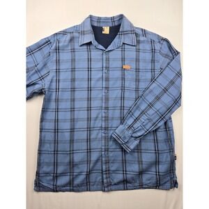 State Property Plaid Button Down Shirt Men's Large Blue Black Long Sleeve Casual
